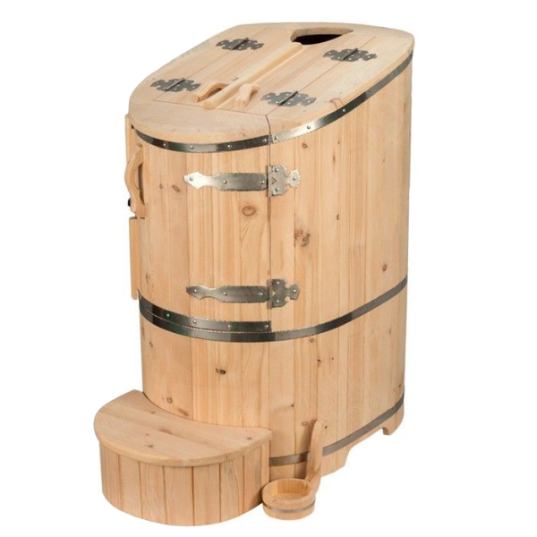 0.78 x 1.00 x 1.30 Mini Steam Phyto Sauna Cedar Barrel w/ Steam Generator